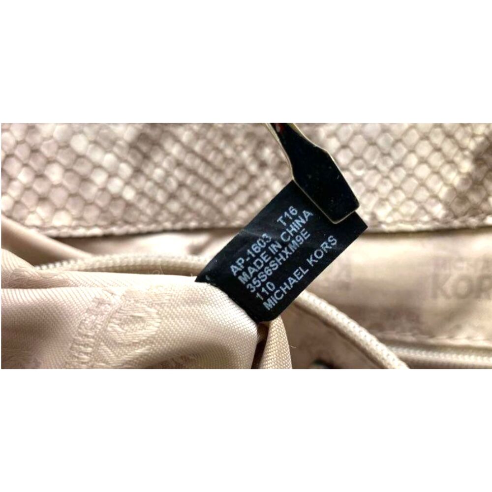 Michael Kors Faux Python Embossed Studded Gray Le… - image 5